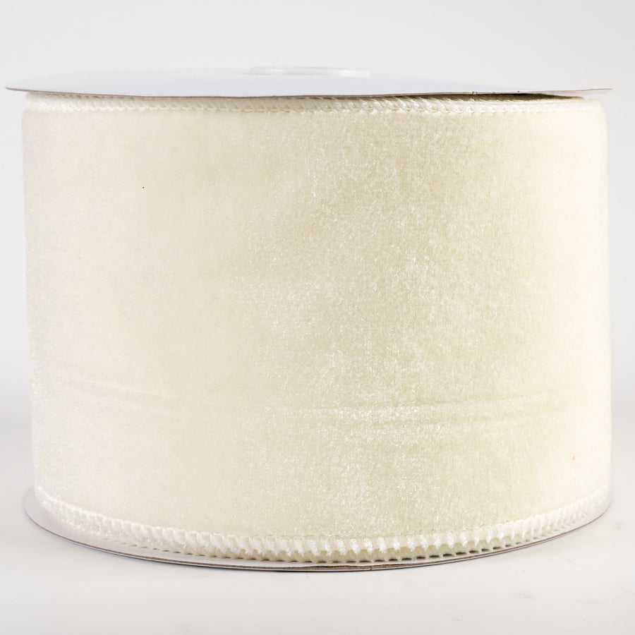 4" Deluxe Velvet Satin Backing Ribbon: Cream (10 Yards)