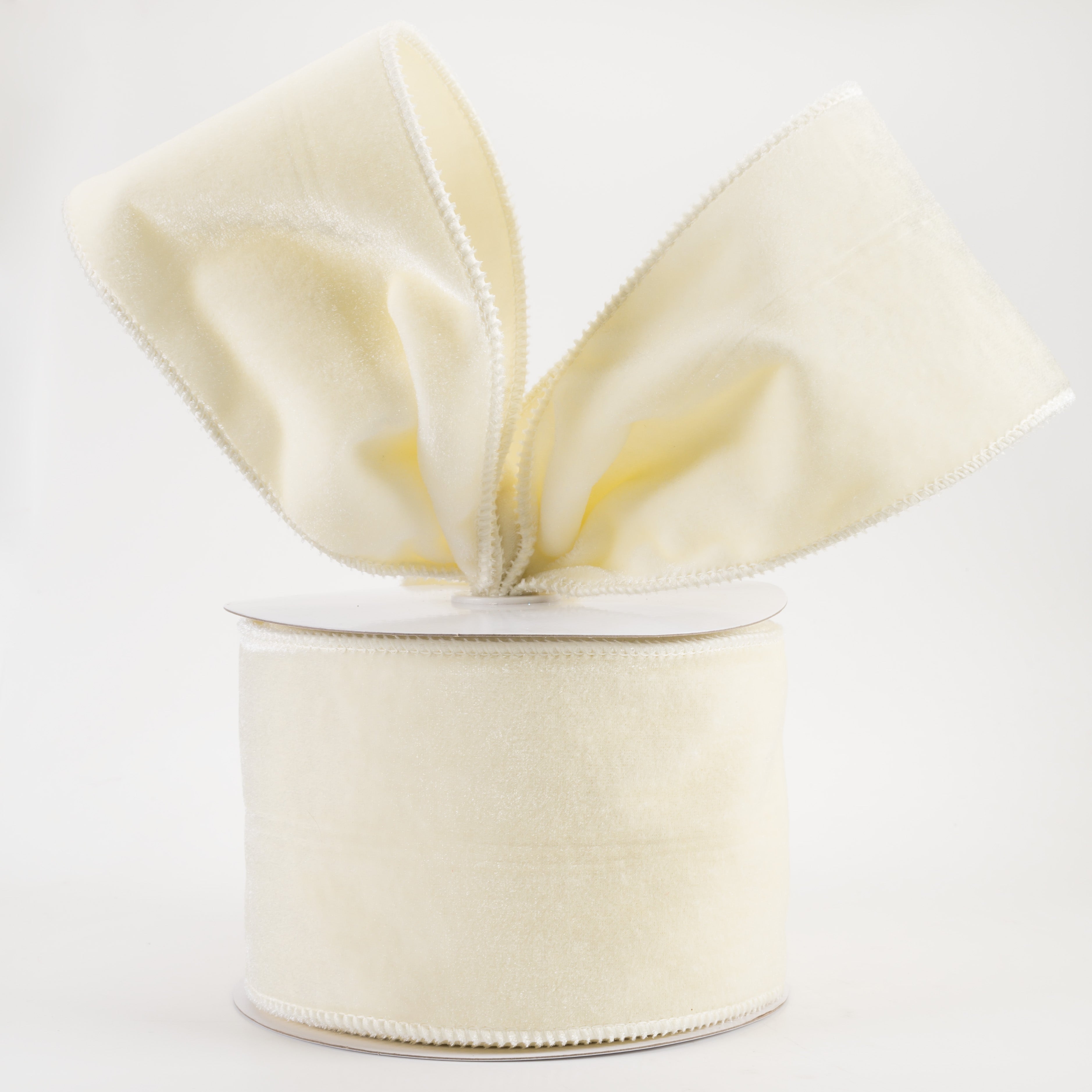 4" Deluxe Velvet Satin Backing Ribbon: Cream (10 Yards)