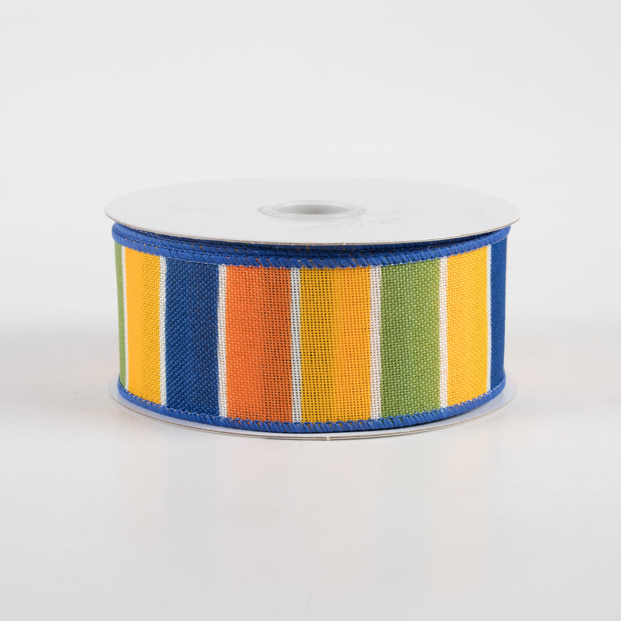 1.5" Florida Stripe Ribbon: Blue, Orange, Yellow & Green (10 Yards)