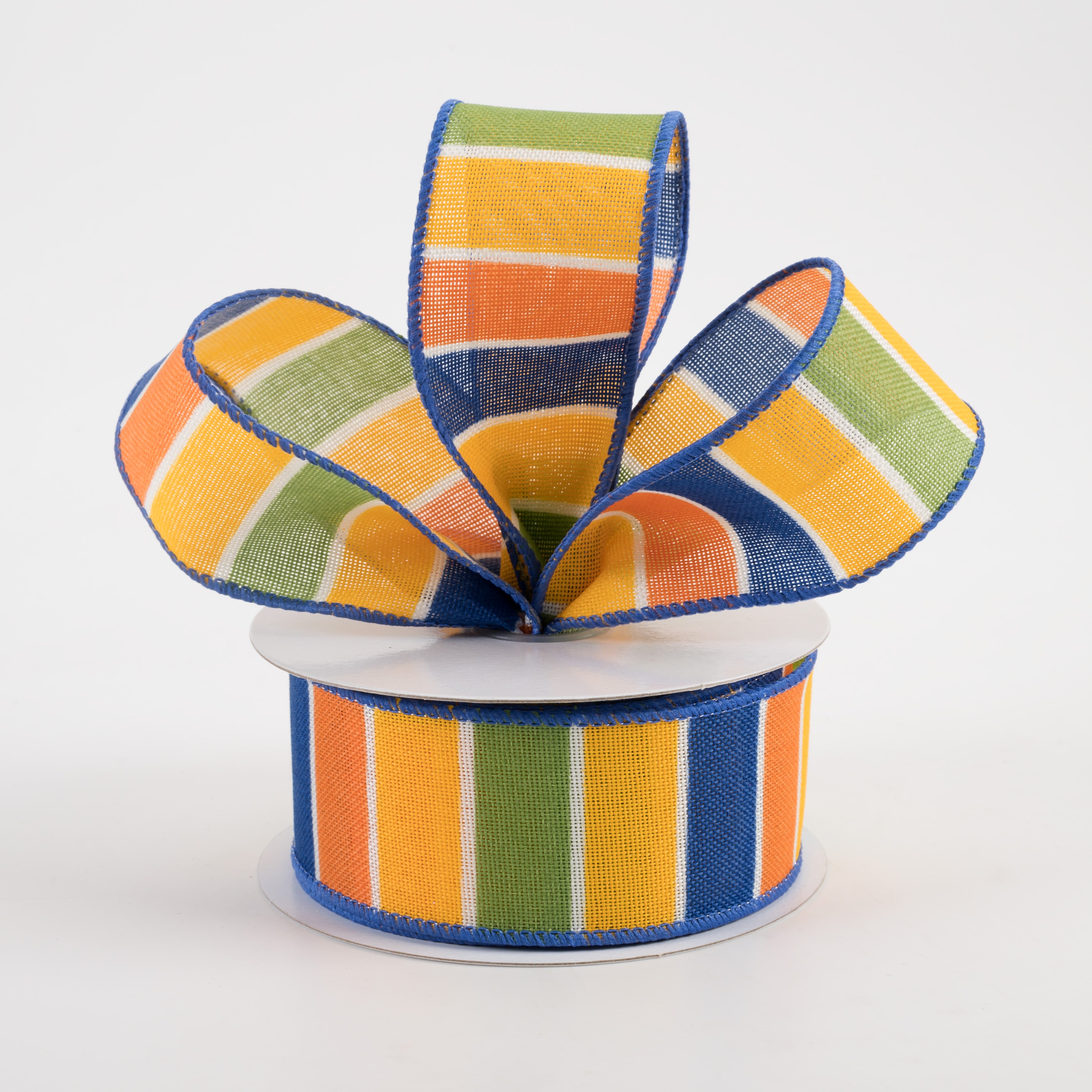 1.5" Florida Stripe Ribbon: Blue, Orange, Yellow & Green (10 Yards)