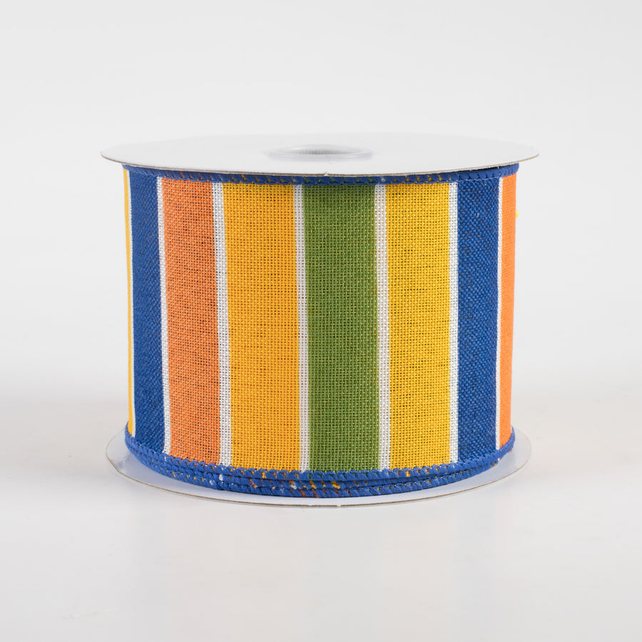 2.5" Florida Stripe Ribbon: Blue, Orange, Yellow & Green (10 Yards)
