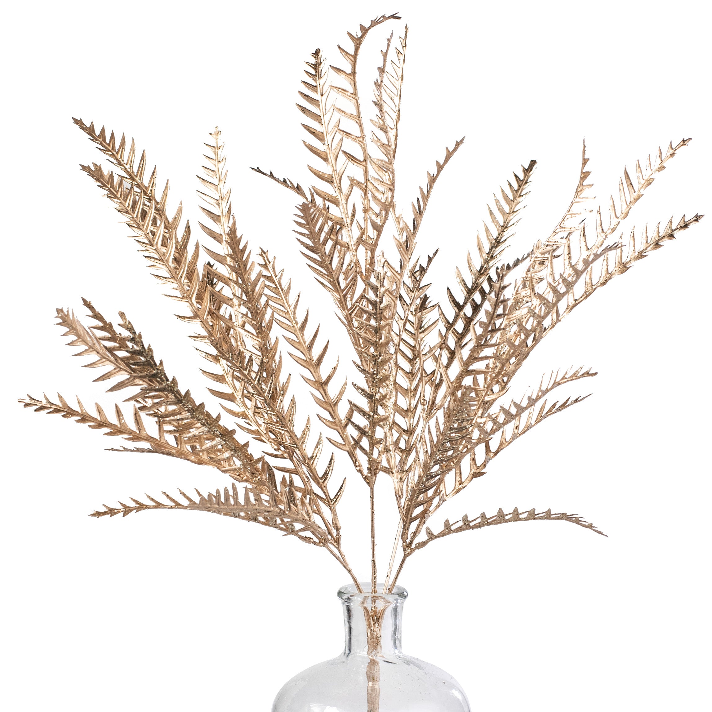 21" Metallic Fern Bush: Champagne