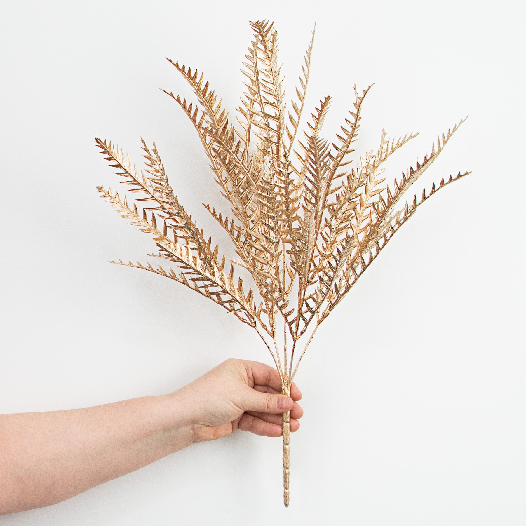 21" Metallic Fern Bush: Champagne