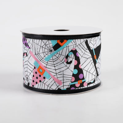 2.5" Metallic Edge Cobwebs and Witch Hats Ribbon (10 Yards)