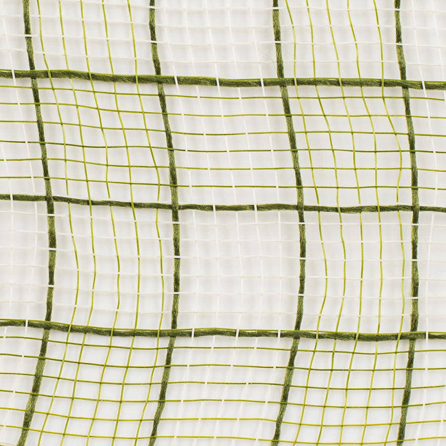 10" Small Check Plaid Mesh: Moss & Cream