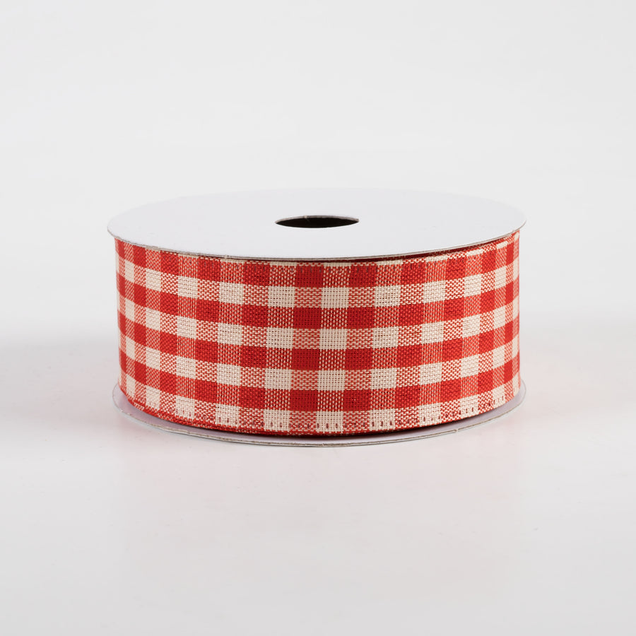 1.5" Biggy Gingham Ribbon: Burnt Orange & Ivory (10 Yards)