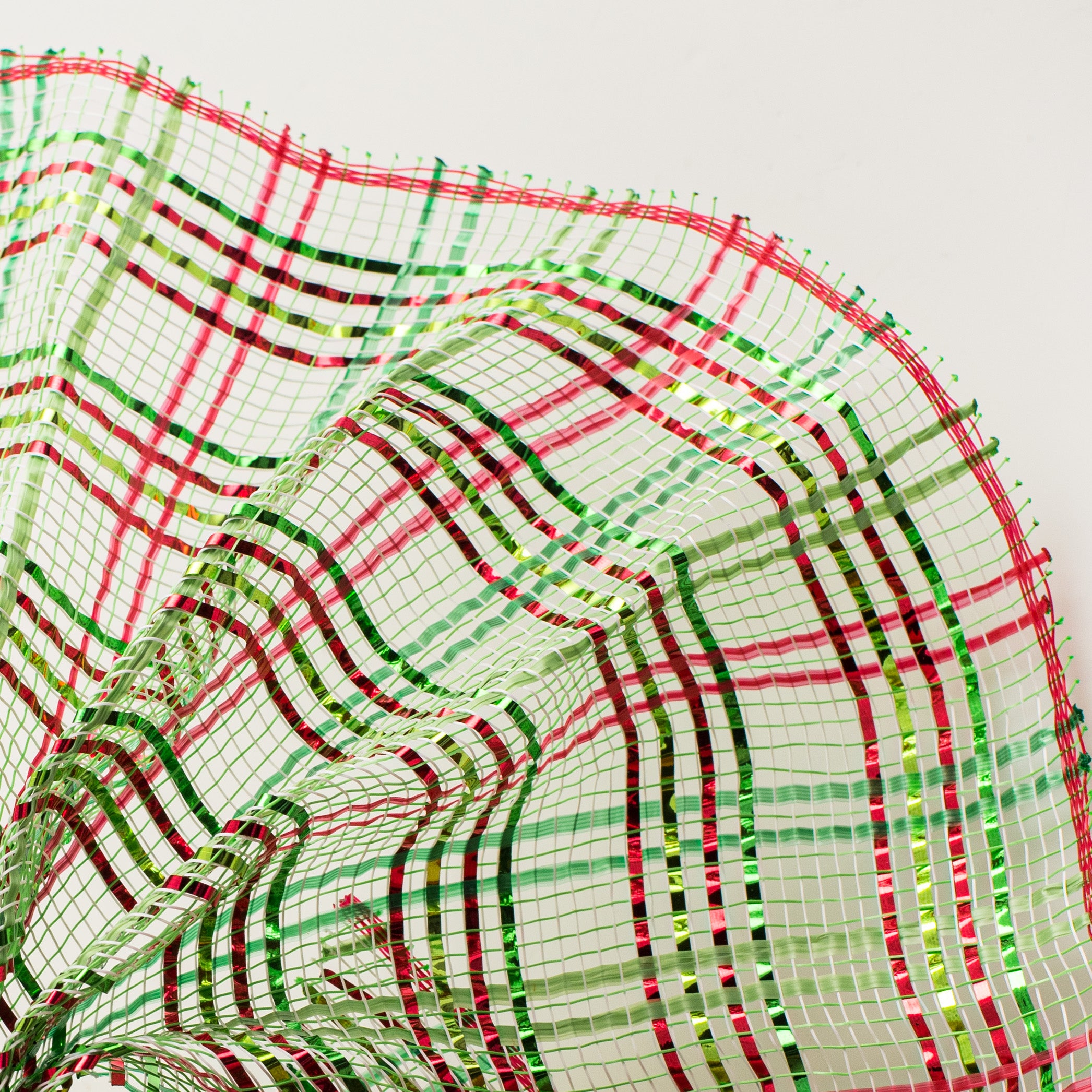 10" Vertical Foil Plaid Mesh: Lime, Red, Emerald Green