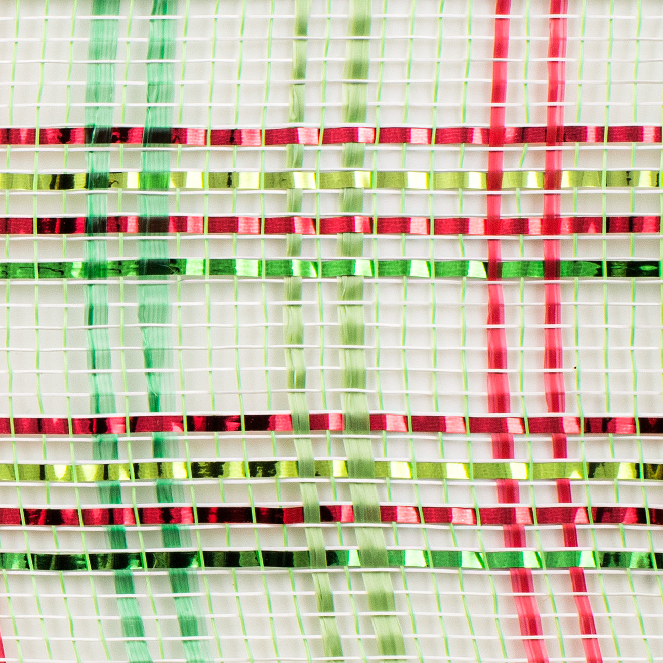 10" Vertical Foil Plaid Mesh: Lime, Red, Emerald Green