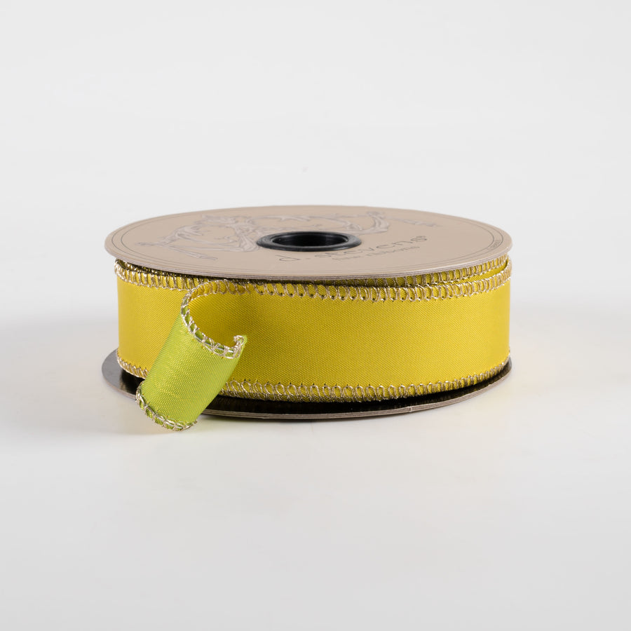 [D Stevens] 1" Taffeta Double Sided Ribbon: Yellow & Apple Green (10 Yards)