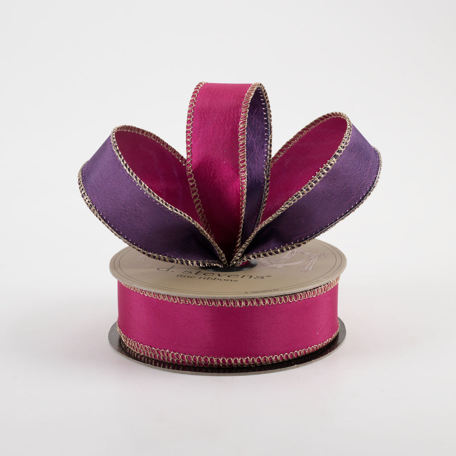 [D Stevens] 1" Taffeta Double Sided Ribbon: Hot Pink & Purple (10 Yards)