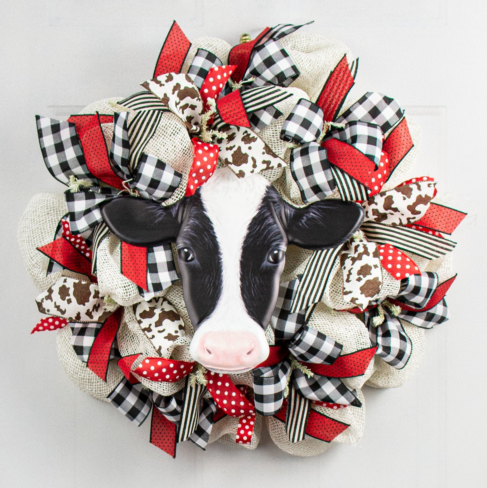 12" Embossed Metal Hanger: Black Cow
