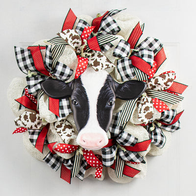 12" Embossed Metal Hanger: Black Cow