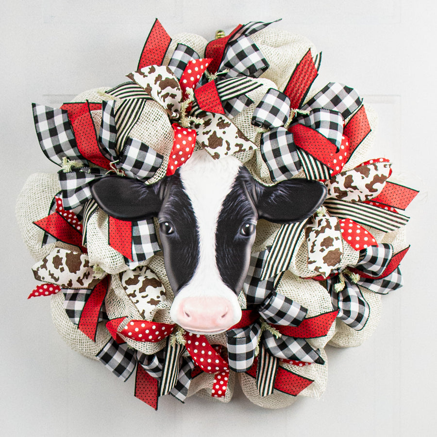 12" Embossed Metal Hanger: Black Cow