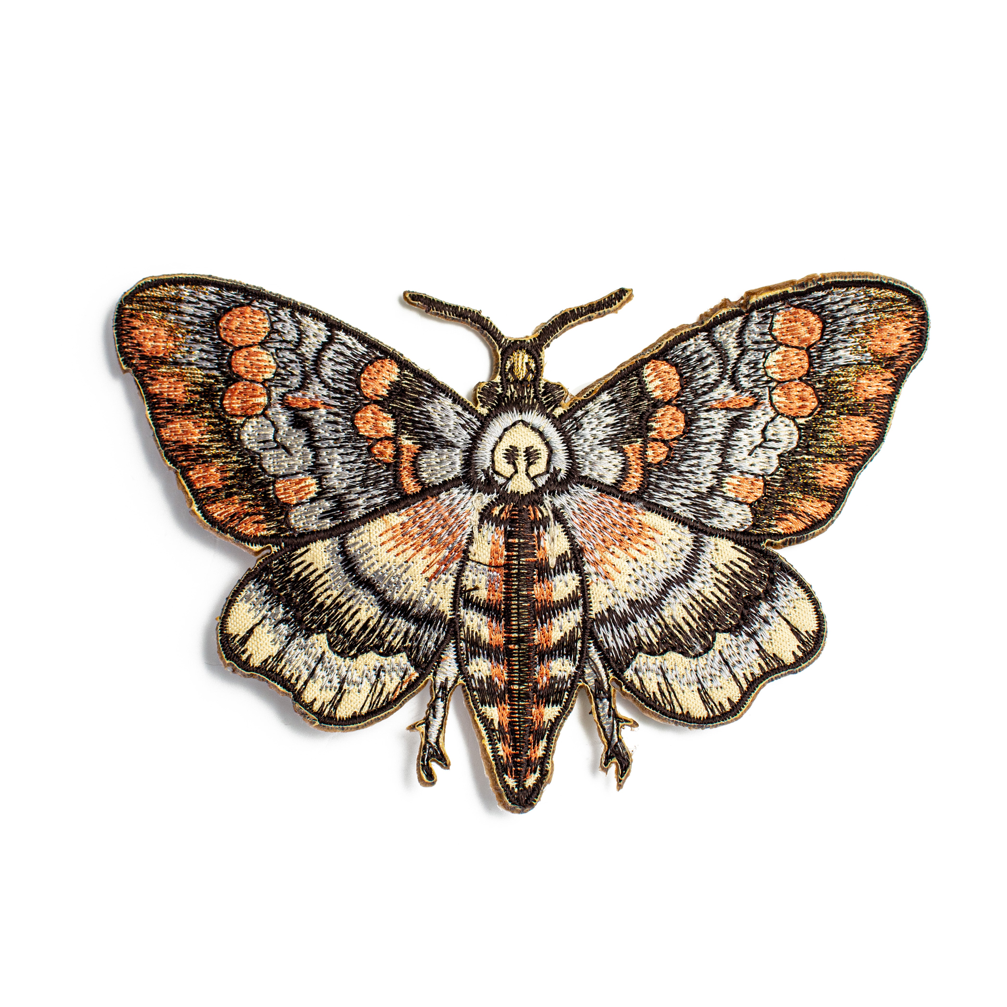 [D Stevens] 6" Embroidered Moth Clip: Brown