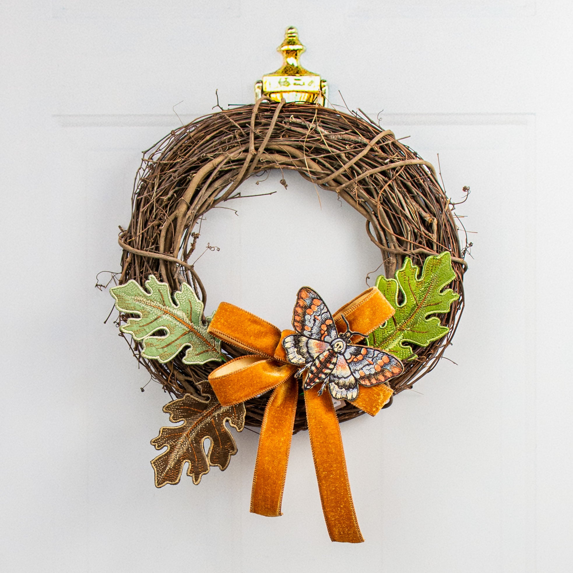 [D Stevens] 6" Embroidered Moth Clip: Brown