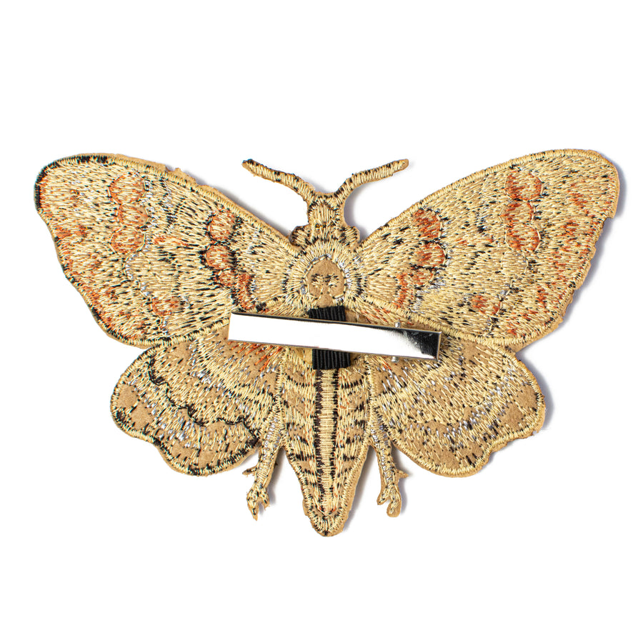 [D Stevens] 6" Embroidered Moth Clip: Brown