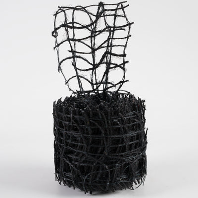 2.5" Jute Check Weave Ribbon: Black (10 Yards)