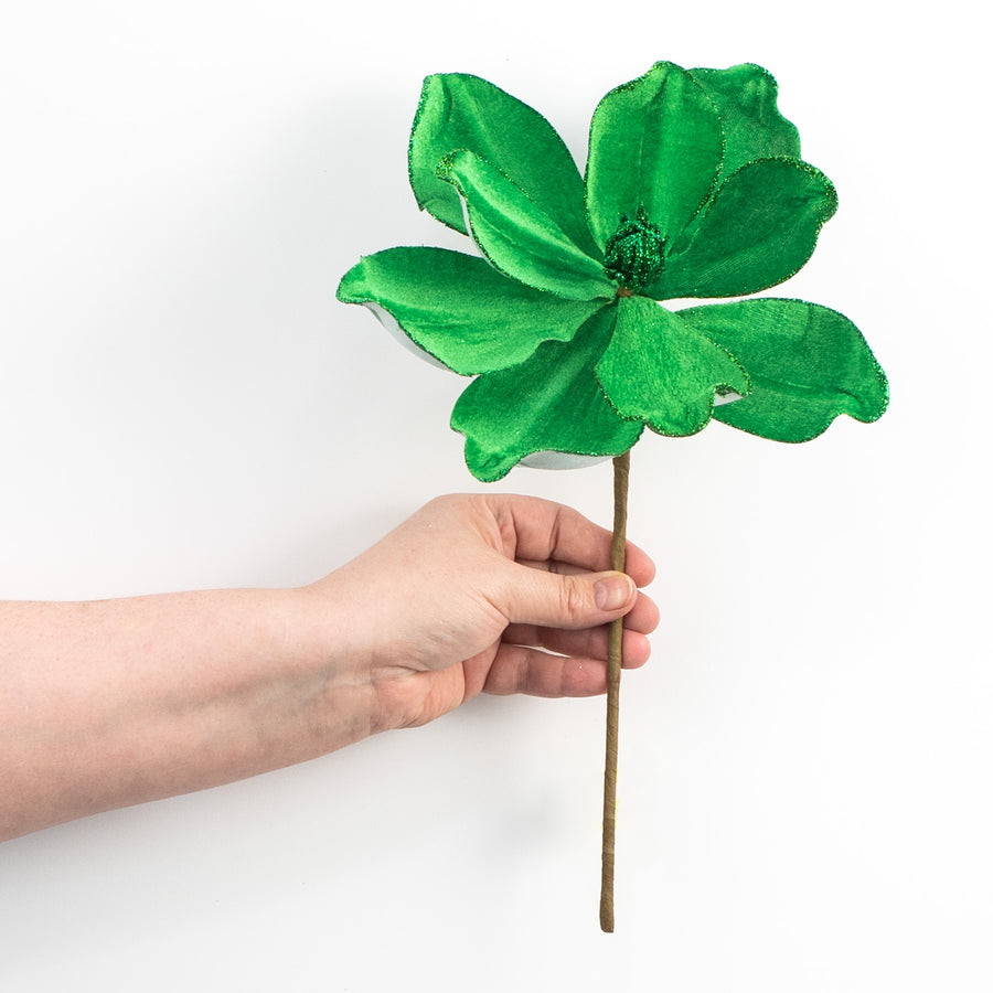 14" Velvet Magnolia Pick: Green