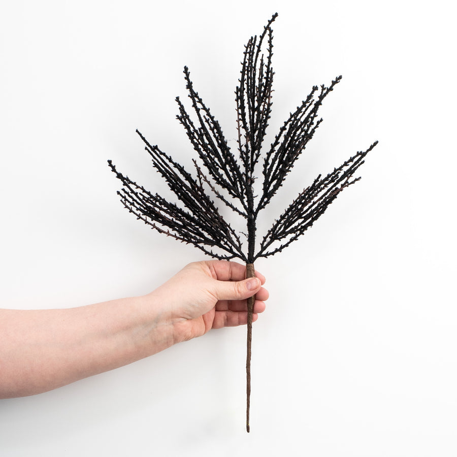 18" Flocked Pine Pick: Black