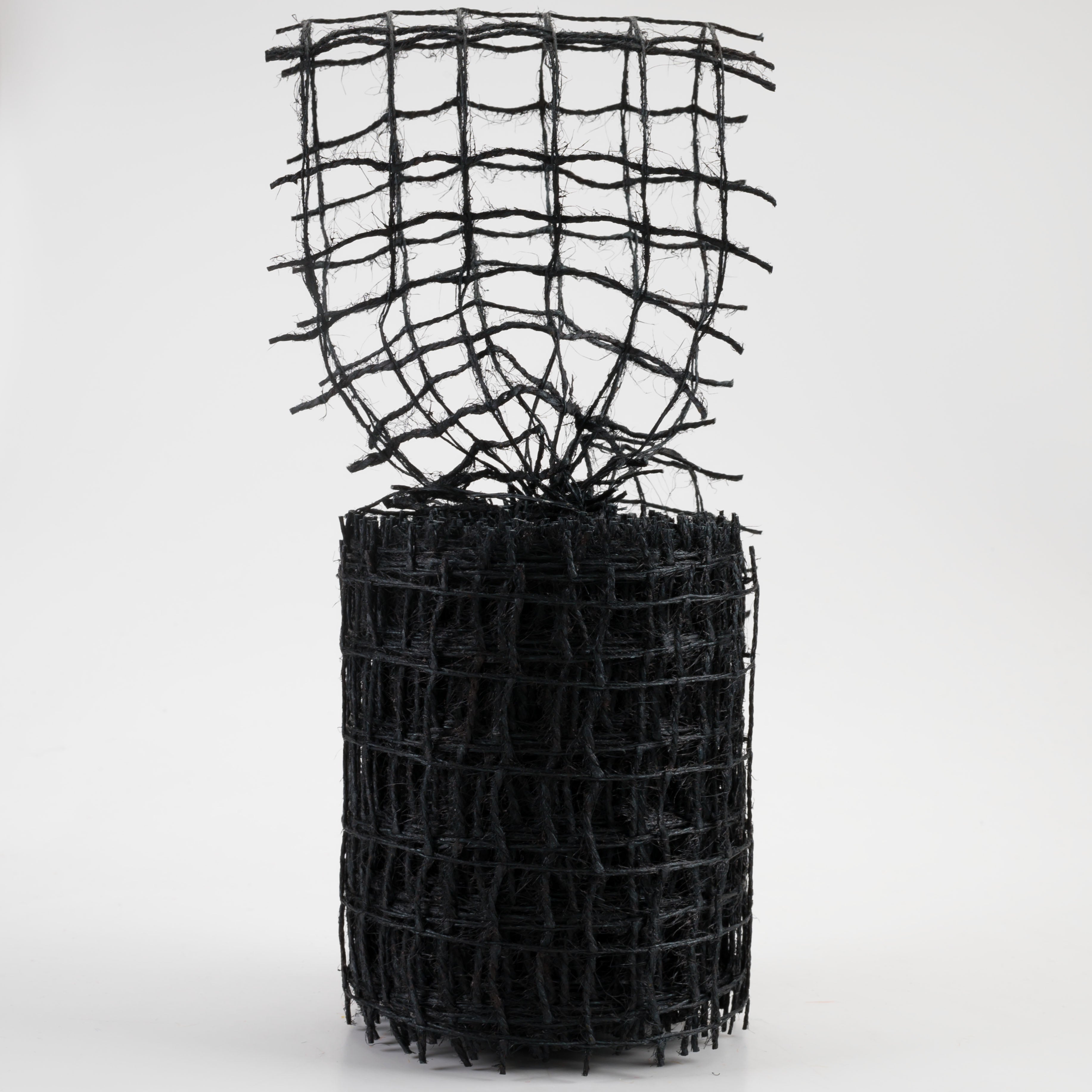 4" Jute Check Weave Ribbon: Black (10 Yards)