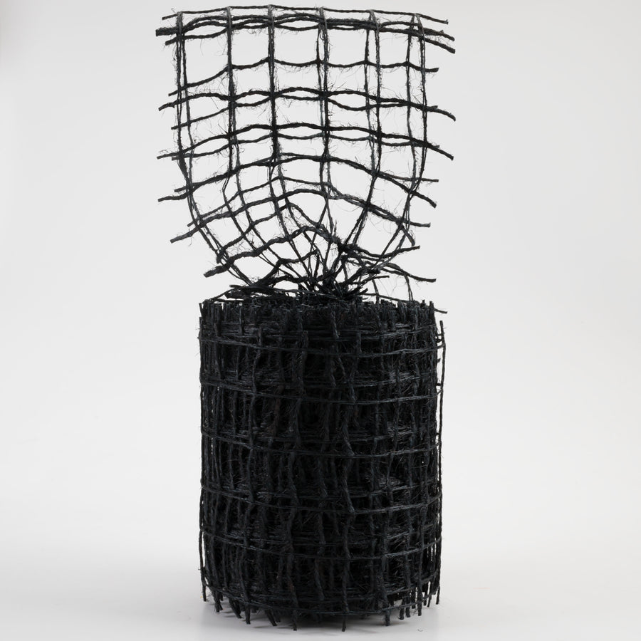 4" Jute Check Weave Ribbon: Black (10 Yards)