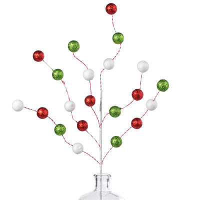 27" Glitter Ball Spray: Red, White, Green
