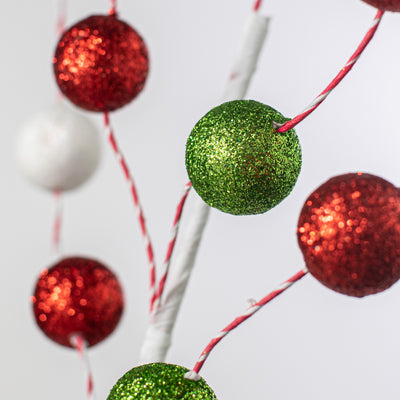 27" Glitter Ball Spray: Red, White, Green