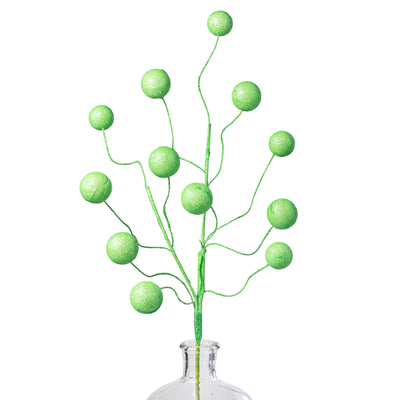 24" Glittered Ball Spray: Green