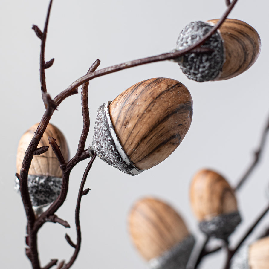 29" Wood Print Acorn Spray