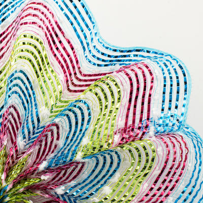 10" Snowball Metallic Stripe Mesh: Turquoise, Fuchsia, Lime