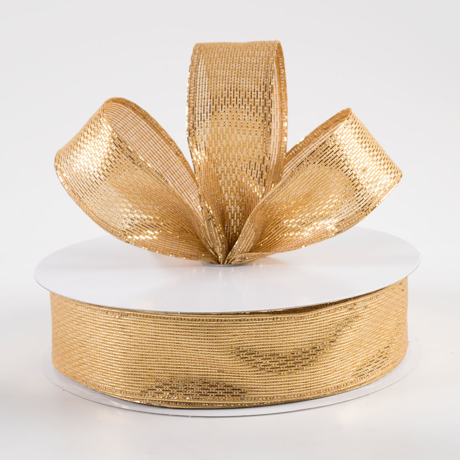 1.5" Stair-Step Woven Metallic Ribbon: Gold (50 Yards)