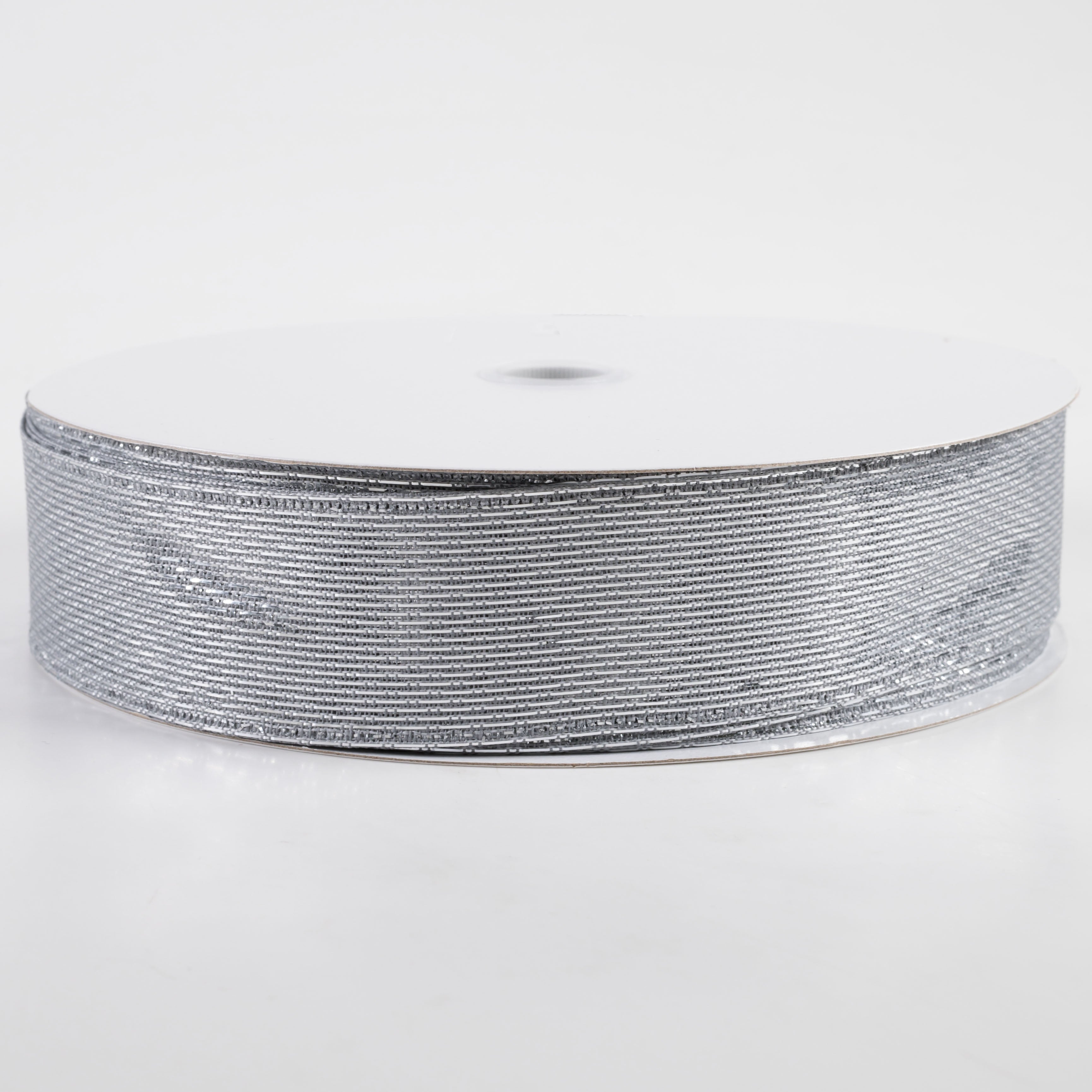 1.5" Stair-step Woven Metallic Ribbon: Silver (50 Yards)