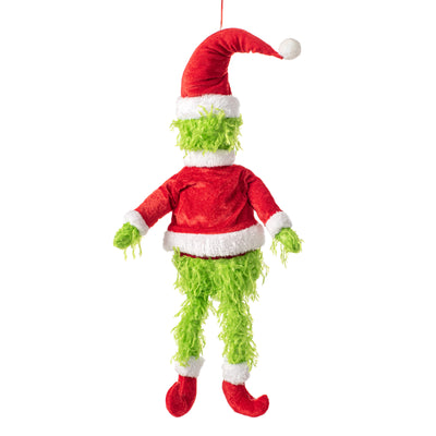 21" Furry Green Monster Santa Elf Accent