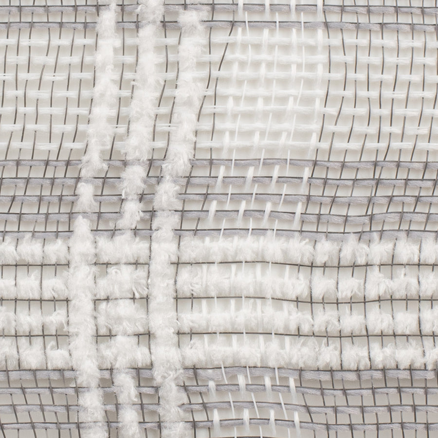 10" Fuzz Plaid Mesh: Grey & White