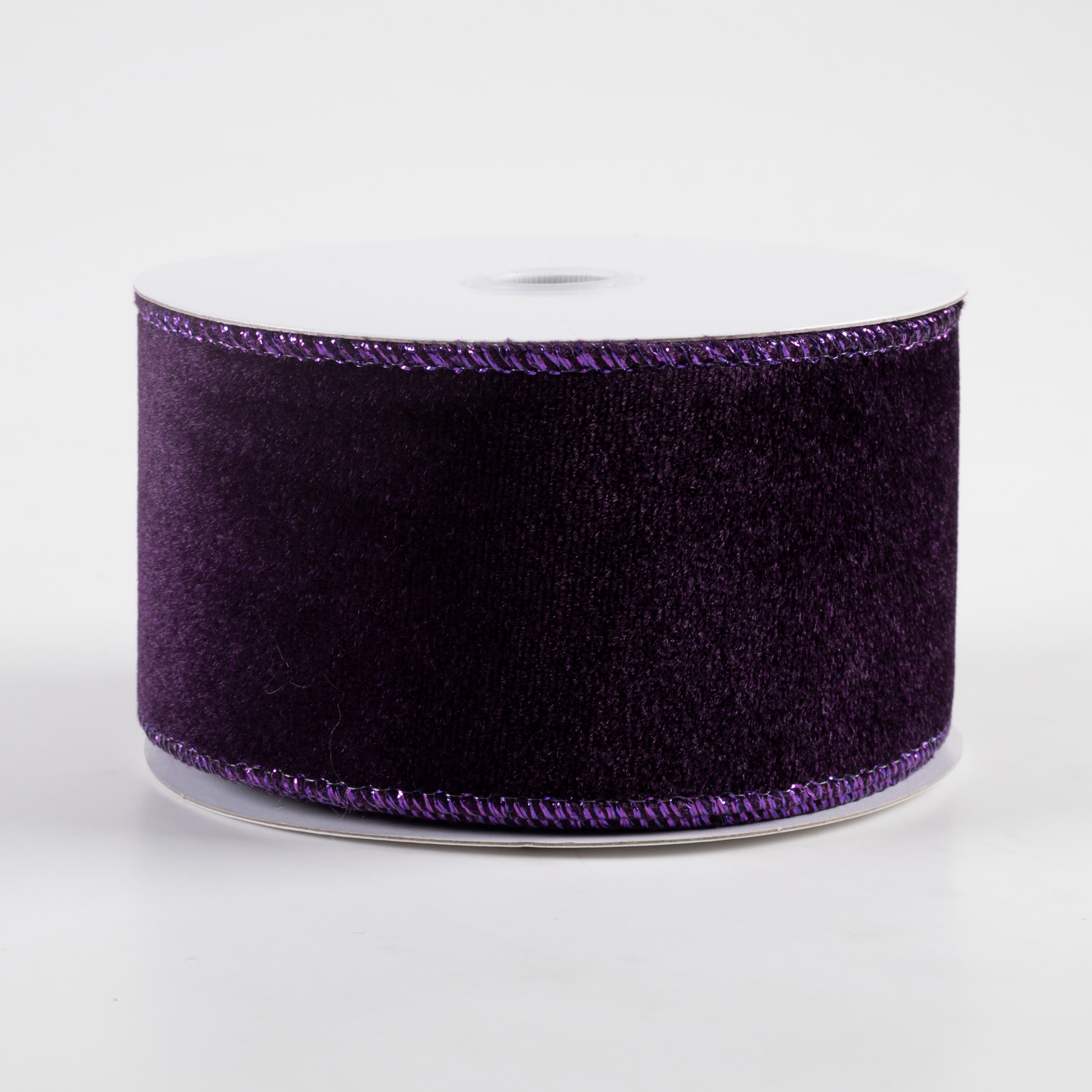 2.5" Lush Velvet Metallic Edge Ribbon: Purple (10 Yards)