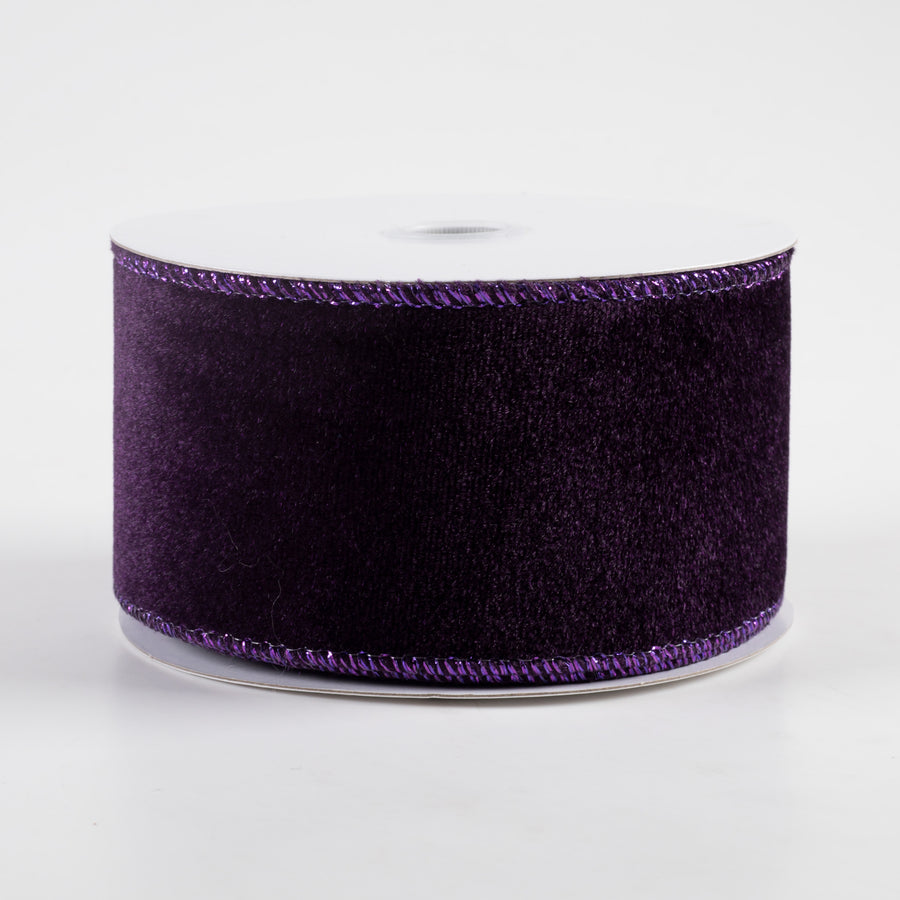 2.5" Lush Velvet Metallic Edge Ribbon: Purple (10 Yards)