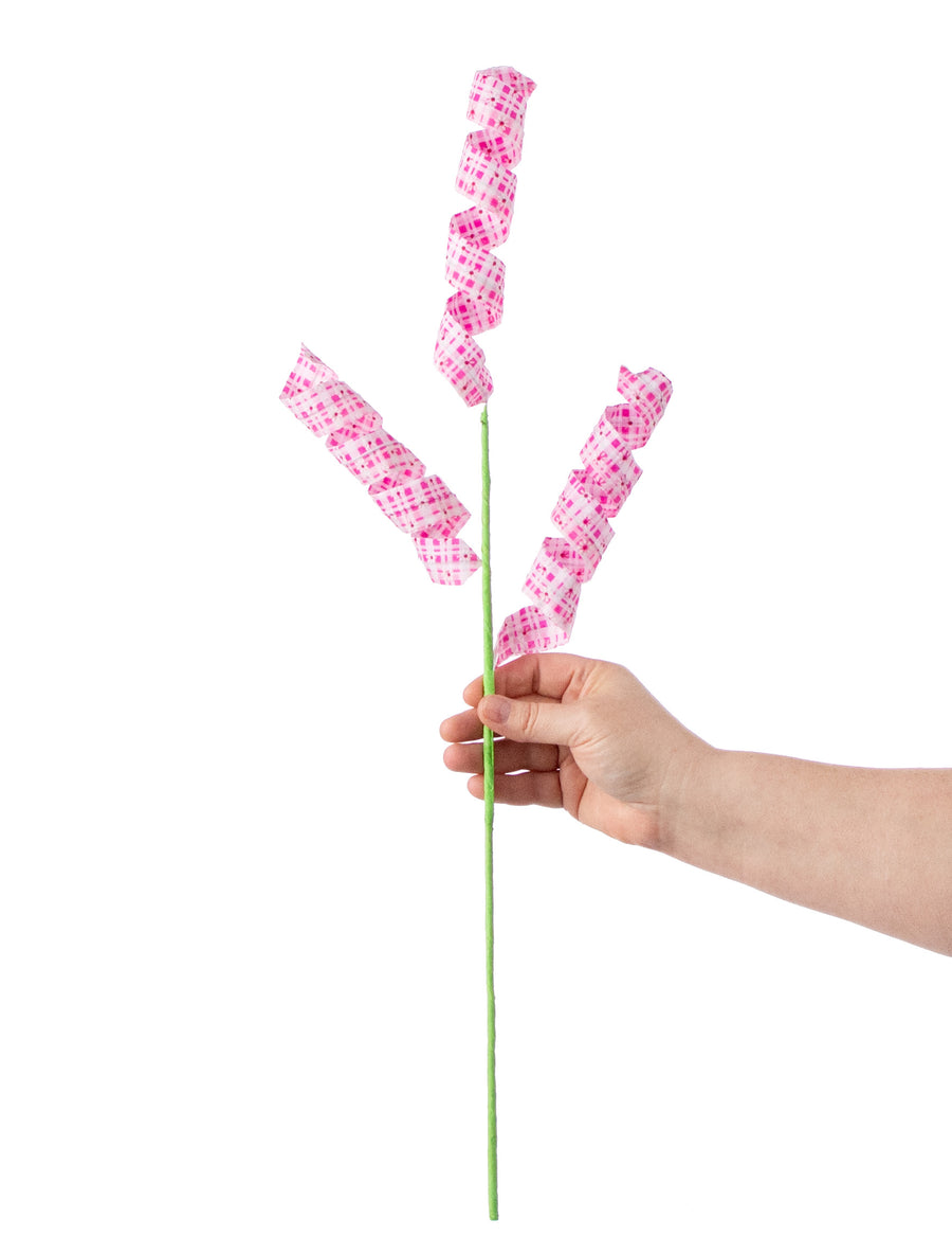 24" Daisy Fabric Curl Spray: Pink Plaid