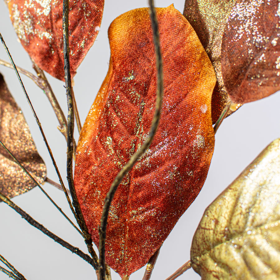 27" Magnolia Leaf Spray: Fall Metallic