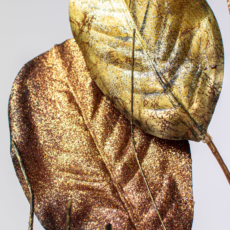 27" Magnolia Leaf Spray: Fall Metallic