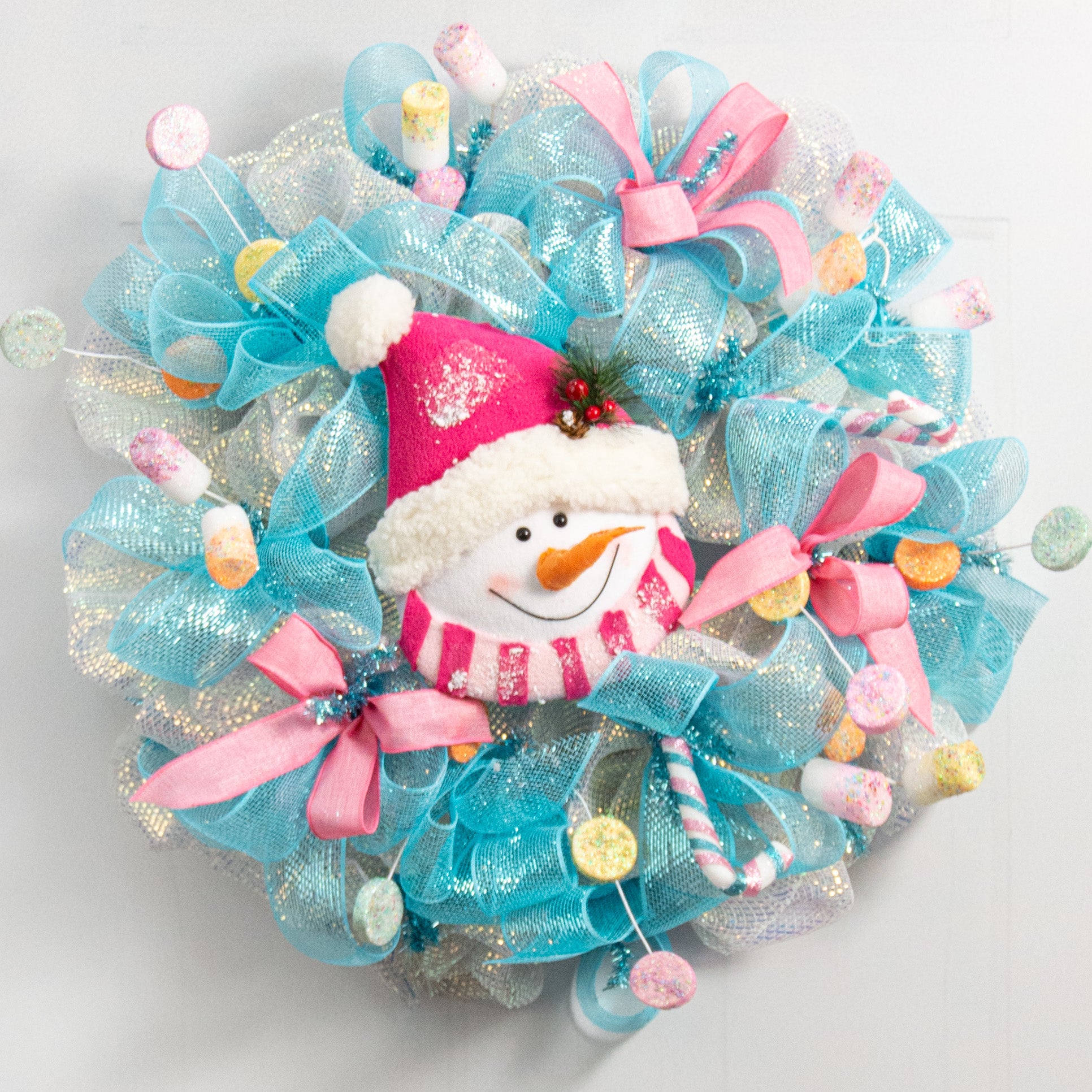 12" Hot Pink Snowman Head Ornament