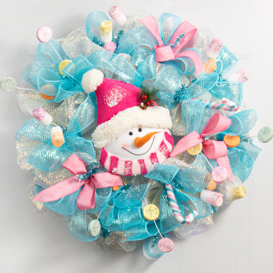 12" Hot Pink Snowman Head Ornament