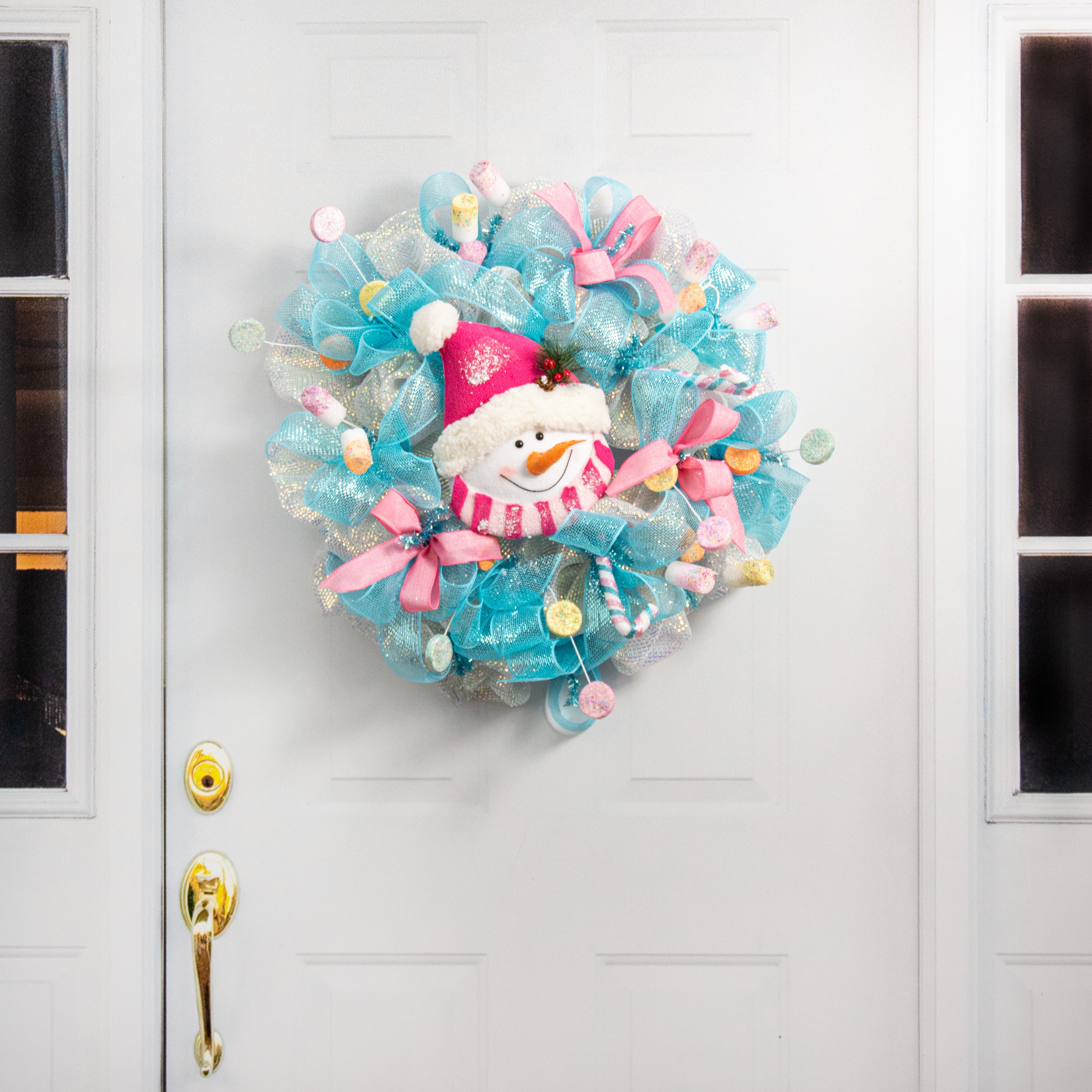 12" Hot Pink Snowman Head Ornament
