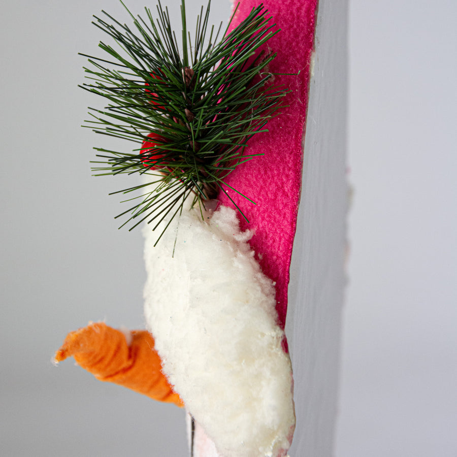 12" Hot Pink Snowman Head Ornament