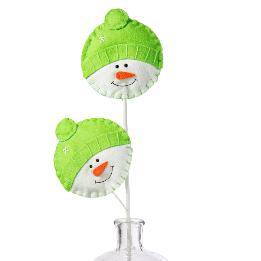 25" Plush Snowman Head Spray: Green