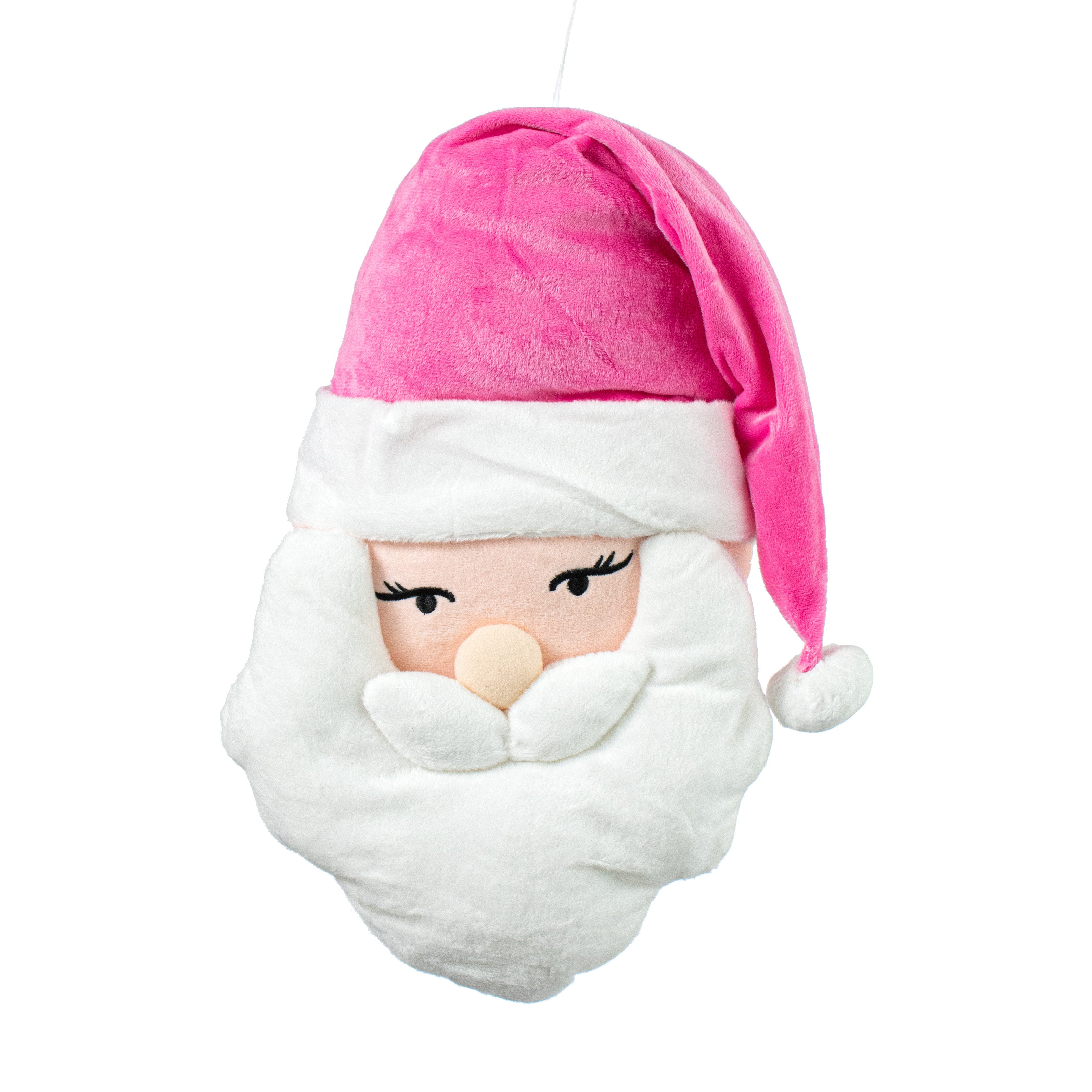 15" Plush Santa Head: Pink