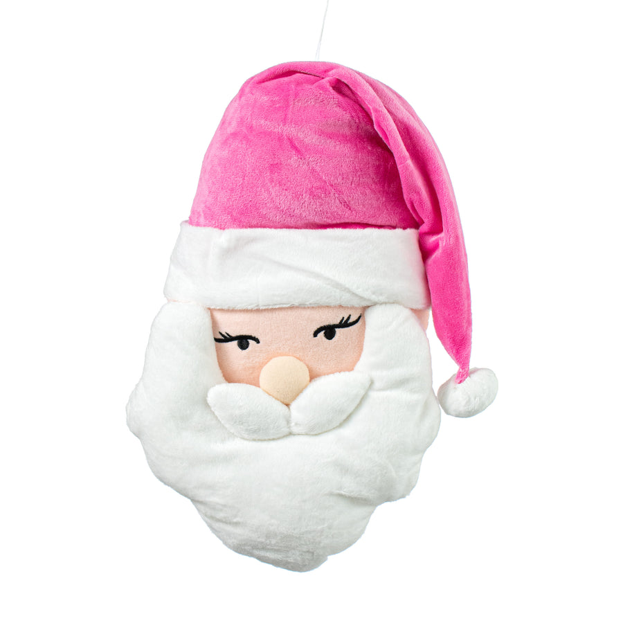 15" Plush Santa Head: Pink