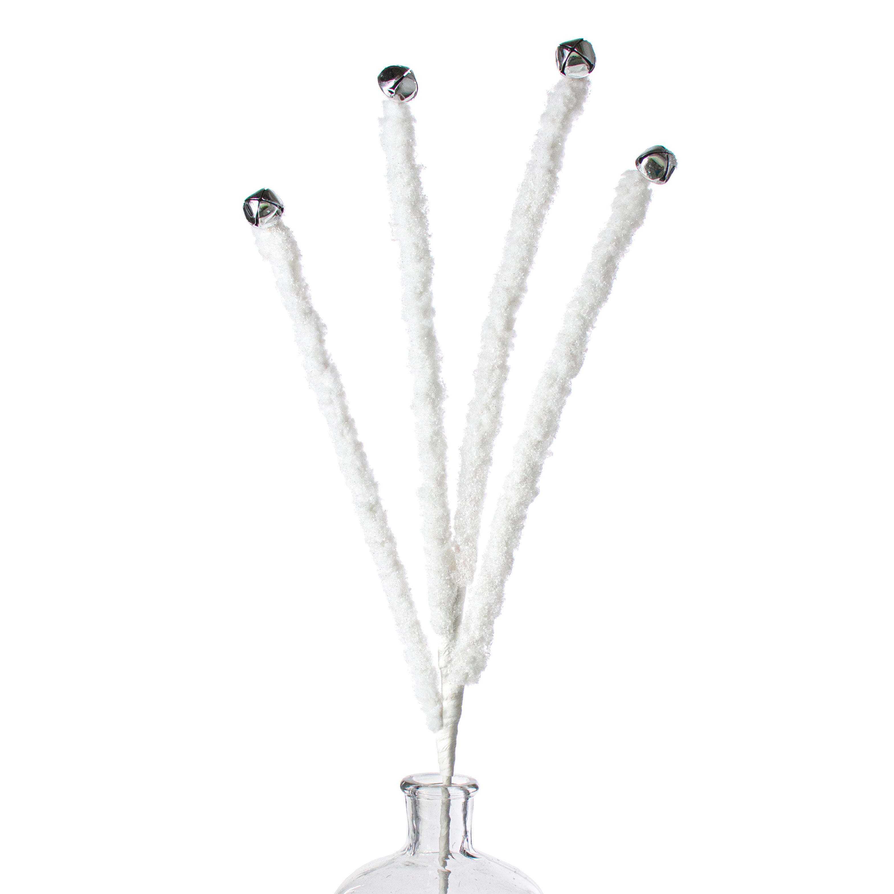 26" Sugar Glazed Wool Tinsels Spray: White