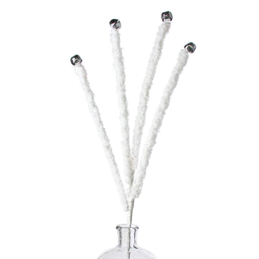 26" Sugar Glazed Wool Tinsels Spray: White