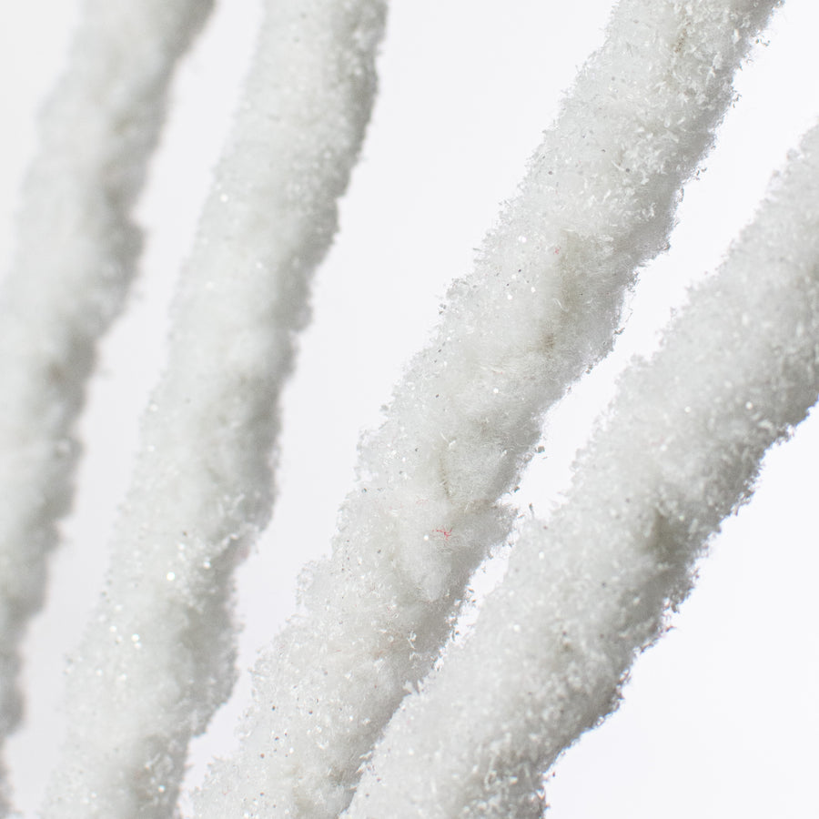 26" Sugar Glazed Wool Tinsels Spray: White