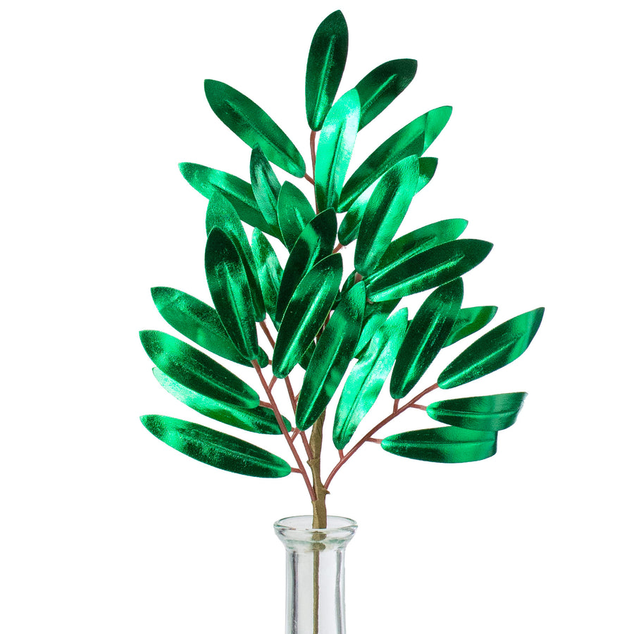11" Metallic Laurel Pick: Emerald Green